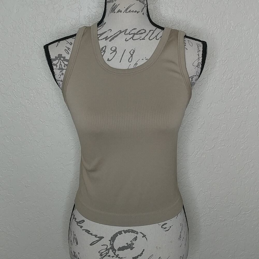 Love Life Essentials Ribbed Tank Top Tan Size S/M